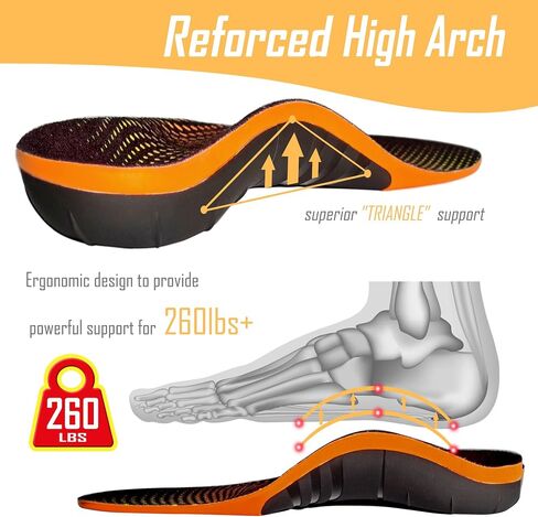Plantar Fasciitis Insoles for Standing All Day, Heavy Duty High Arch Suppport Pain Reflief Orthotic Insert for Flat Feet Women Men Work Boots Shoe (Black, L | Men 10.5-12/WOMEN 11.5-13) in Saudi Arabia