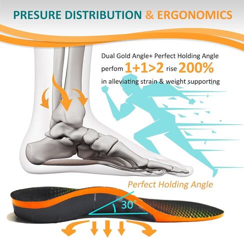 Plantar Fasciitis Insoles for Standing All Day, Heavy Duty High Arch Suppport Pain Reflief Orthotic Insert for Flat Feet Women Men Work Boots Shoe (Black, L | Men 10.5-12/WOMEN 11.5-13) in Saudi Arabia