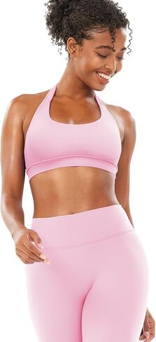 YEOREO SoftHue Women Halter Sports Bra Workout Seamless Padded Basic Bra Open Back Yoga Gym Crop Top in Kuwait