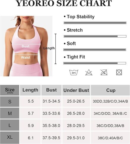 YEOREO SoftHue Women Halter Sports Bra Workout Seamless Padded Basic Bra Open Back Yoga Gym Crop Top in Kuwait