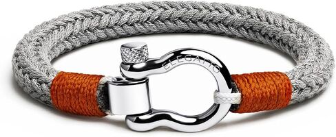 Elegatto Orion Premium Rope Bracelet for Men | Natural Cotton Finish and Sterling Silver Polished Stainless Steel Horseshoe Shackle Closure | Men’s Designer Bracelets in Kuwait