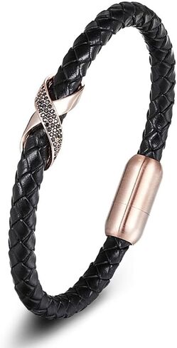 JO WISDOM Men Infinity Leather Bracelet Punk Leather Rope Braided Chain Bangle Stainless Steel Handmade Jewelry Gifts in Kuwait