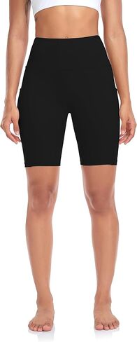 SEEMLY High Waisted Yoga Shorts for Women Tummy Control Fitness Athletic Workout Running Shorts with Deep Pockets in Kuwait