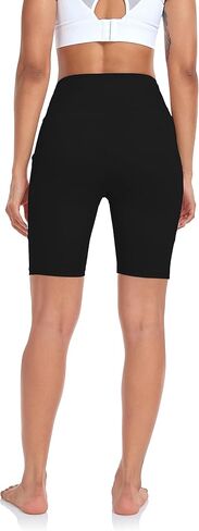 SEEMLY High Waisted Yoga Shorts for Women Tummy Control Fitness Athletic Workout Running Shorts with Deep Pockets in Kuwait