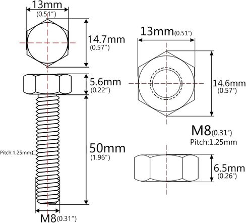 مسمار ضبط سلسلة سبائك التيتانيوم للدراجات النارية زوج واحد M8x1.25mm صواميل ومسامير موتوكروس (لون التيتانيوم العادي، مع صواميل رأس شفة) in Saudi Arabia