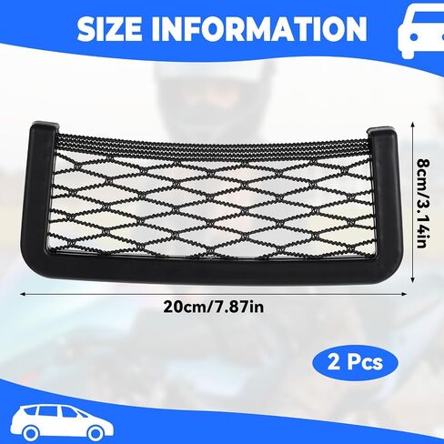 2pcs Plastic Car Net Pocket 7.87 X 3.14inch Self-Adhesive Multifunctional Car Storage Net,Car Net Pocket Phone Car Mesh Net Holder for Most Vehicle Interior in Saudi Arabia