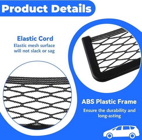 2pcs Plastic Car Net Pocket 7.87 X 3.14inch Self-Adhesive Multifunctional Car Storage Net,Car Net Pocket Phone Car Mesh Net Holder for Most Vehicle Interior in Saudi Arabia