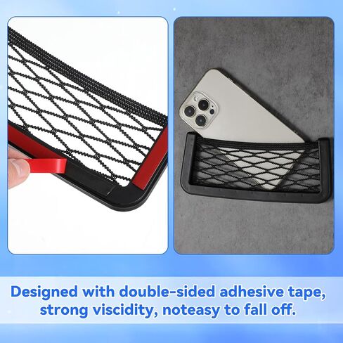 2pcs Plastic Car Net Pocket 7.87 X 3.14inch Self-Adhesive Multifunctional Car Storage Net,Car Net Pocket Phone Car Mesh Net Holder for Most Vehicle Interior in Saudi Arabia