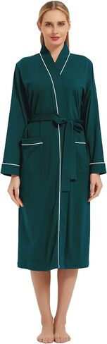 100% Cotton Robes for Women Long Sleeve Lightweight Soft Knit Womens Bathrobe in Saudi Arabia