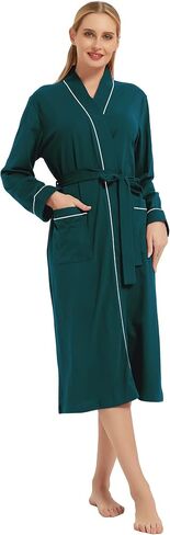 100% Cotton Robes for Women Long Sleeve Lightweight Soft Knit Womens Bathrobe in Saudi Arabia