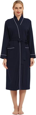 100% Cotton Robes for Women Long Sleeve Lightweight Soft Knit Womens Bathrobe in Saudi Arabia