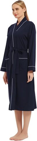 100% Cotton Robes for Women Long Sleeve Lightweight Soft Knit Womens Bathrobe in Saudi Arabia