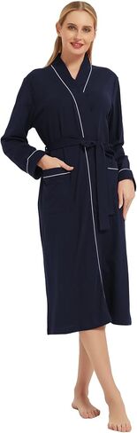 100% Cotton Robes for Women Long Sleeve Lightweight Soft Knit Womens Bathrobe in Saudi Arabia