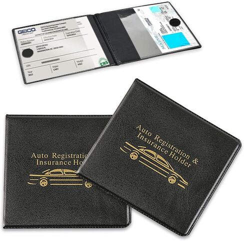 2 PCS Car Registration Insurance Card Holder, 10.55In x 4.80In Vehicle Paperwork Organizer for ID Key Contact Information Card, Foldable Design, Universal for Most Cars (Black & Yellow) in Saudi Arabia
