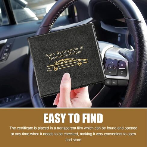 2 PCS Car Registration Insurance Card Holder, 10.55In x 4.80In Vehicle Paperwork Organizer for ID Key Contact Information Card, Foldable Design, Universal for Most Cars (Black & Yellow) in Saudi Arabia