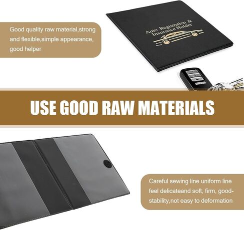 2 PCS Car Registration Insurance Card Holder, 10.55In x 4.80In Vehicle Paperwork Organizer for ID Key Contact Information Card, Foldable Design, Universal for Most Cars (Black & Yellow) in Saudi Arabia