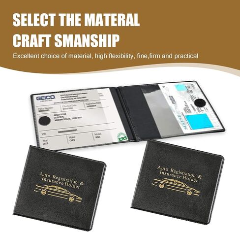 2 PCS Car Registration Insurance Card Holder, 10.55In x 4.80In Vehicle Paperwork Organizer for ID Key Contact Information Card, Foldable Design, Universal for Most Cars (Black & Yellow) in Saudi Arabia