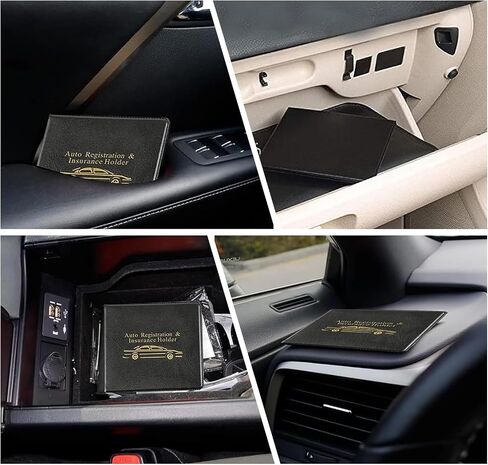 2 PCS Car Registration Insurance Card Holder, 10.55In x 4.80In Vehicle Paperwork Organizer for ID Key Contact Information Card, Foldable Design, Universal for Most Cars (Black & Yellow) in Saudi Arabia