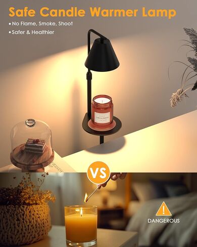 Adjustable Floor Lamp Candle Warmer Lamp, Electric Candle Lamp Warmer with Timer, Diammable Wax Melt Warmer with 2 Halogen Bulbs for Women House Warming Gift New Home Decor in Kuwait