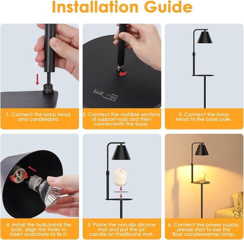 Adjustable Floor Lamp Candle Warmer Lamp, Electric Candle Lamp Warmer with Timer, Diammable Wax Melt Warmer with 2 Halogen Bulbs for Women House Warming Gift New Home Decor in Kuwait