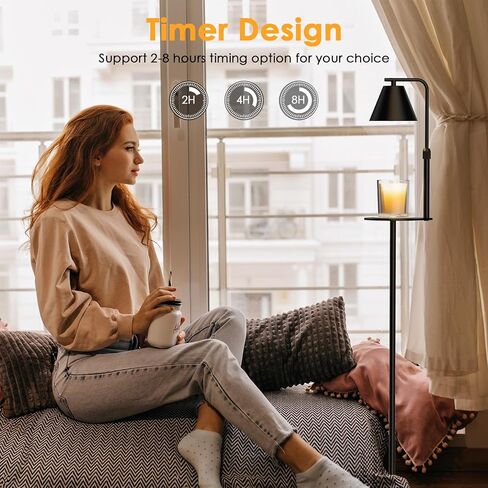 Adjustable Floor Lamp Candle Warmer Lamp, Electric Candle Lamp Warmer with Timer, Diammable Wax Melt Warmer with 2 Halogen Bulbs for Women House Warming Gift New Home Decor in Kuwait
