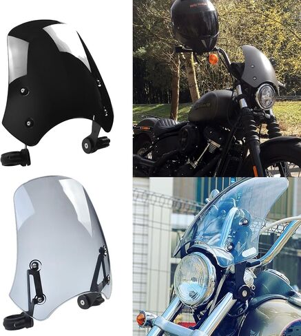 الزجاج الأمامي للدراجات النارية لـ Universal Har-ley FXST Softail/FXSTB Night Train FXDC Wide Glide/FXSB Breakout/FXDL Low Rider Windshield Protector Windproof Fairing Wind Deflector (رمادي دخاني) in Kuwait