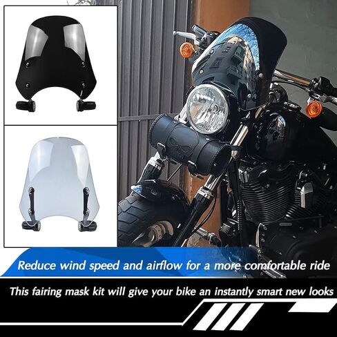 الزجاج الأمامي للدراجات النارية لـ Universal Har-ley FXST Softail/FXSTB Night Train FXDC Wide Glide/FXSB Breakout/FXDL Low Rider Windshield Protector Windproof Fairing Wind Deflector (رمادي دخاني) in Kuwait