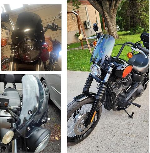 الزجاج الأمامي للدراجات النارية لـ Universal Har-ley FXST Softail/FXSTB Night Train FXDC Wide Glide/FXSB Breakout/FXDL Low Rider Windshield Protector Windproof Fairing Wind Deflector (رمادي دخاني) in Kuwait