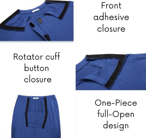 Deyeek Post Shoulder Surgery Shirts for Men Chemo Port Shirts Dialysis Patient Care Tear Away Cotton Pajamas Set in Kuwait