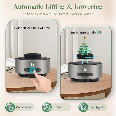 Huanyu التلقائي رفع خفض العرض الرفع 360 درجة الدورية المرحلة المغناطيسية عرض الوقوف المضادة للجاذبية العرض العائمة الدوران التلقائي ديكور الرفع المغناطيسي (تحميل 400 جرام رمادي) in Kuwait