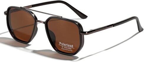 Polarized TR90 Sunglasses Vintage Square Flattop Sun Glasses Double Bridge Metal UV400 Eyewears in Saudi Arabia