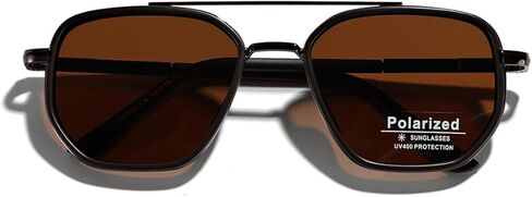 Polarized TR90 Sunglasses Vintage Square Flattop Sun Glasses Double Bridge Metal UV400 Eyewears in Saudi Arabia