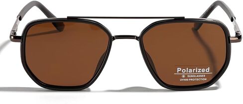 Polarized TR90 Sunglasses Vintage Square Flattop Sun Glasses Double Bridge Metal UV400 Eyewears in Saudi Arabia