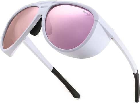 FEISEDY Polarized Aviator Sunglasses Men Women Oversized Round Steampunk Sunglasses Side Shield Goggles B0095 in Kuwait