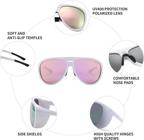 FEISEDY Polarized Aviator Sunglasses Men Women Oversized Round Steampunk Sunglasses Side Shield Goggles B0095 in Kuwait