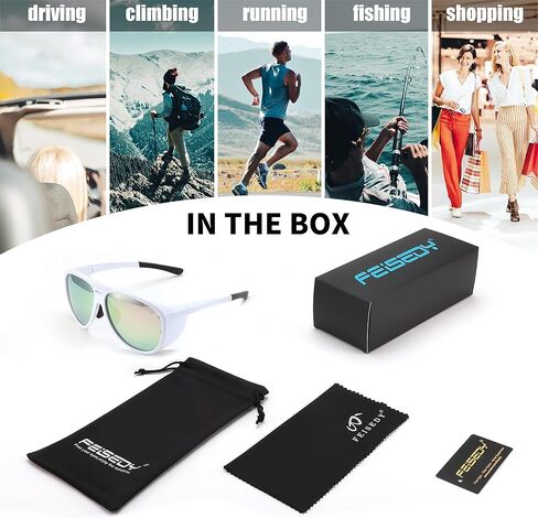 FEISEDY Polarized Aviator Sunglasses Men Women Oversized Round Steampunk Sunglasses Side Shield Goggles B0095 in Kuwait