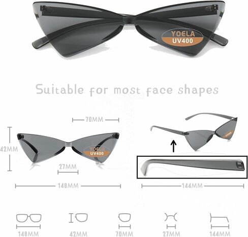 OLIN Triangle Thick Rimless Sunglasses One Piece Colored Transparent glasses For Women and Men in Kuwait