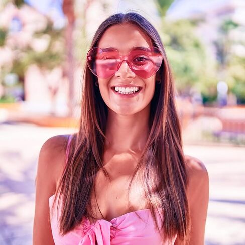 SUNOVELTIES 18 Heart Shape Rimless Sunglasses Transparent Candy Color Party Glasses Colored Eyewear for Women in Kuwait