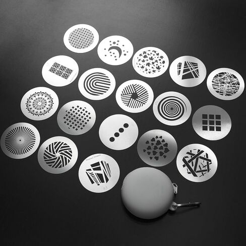 16Pcs Round Gobos Kit for Optical Snoot,66mm/2.6in Metal Plate Patterns for Spotlight Attachment Compatible with Godox BFP/OT1/OT1 Pro/II/Westcott Optical Spot,for Portraits/Product/Food/YouTube in Saudi Arabia
