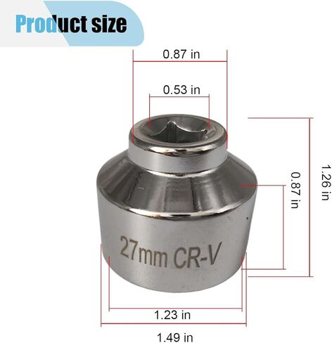 27mm Oil Filter Wrench, 3/8" Drive Socket Wrench, 6 Point Oil Filter Removal Tool, Chrome Vanadium Steel Wrench for Mercedes, Mini, Volvo, Audi, Porsche (27 mm) in Saudi Arabia