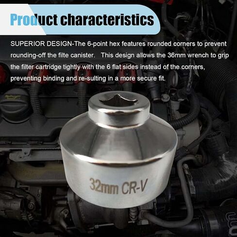 27mm Oil Filter Wrench, 3/8" Drive Socket Wrench, 6 Point Oil Filter Removal Tool, Chrome Vanadium Steel Wrench for Mercedes, Mini, Volvo, Audi, Porsche (27 mm) in Saudi Arabia