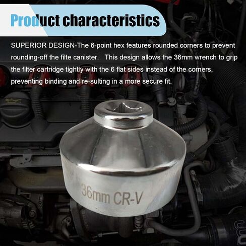 27mm Oil Filter Wrench, 3/8" Drive Socket Wrench, 6 Point Oil Filter Removal Tool, Chrome Vanadium Steel Wrench for Mercedes, Mini, Volvo, Audi, Porsche (27 mm) in Saudi Arabia