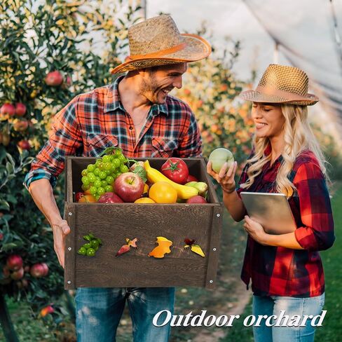 Wooden Crates, Farmhouse Wooden Crates for Storage with Carved Cute Patten, Solid Wood Crates for Display, Durable & Handmade Large Wooden Crate, Wooden Boxes for Decor, 2 Pack, Brown in Saudi Arabia