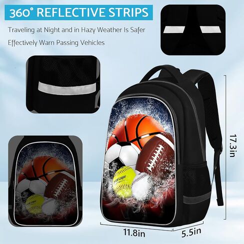 School Backpack For Boys - 4pcs Soccer s Boys Backpack With Lunch Box And Pencil Case For Kids Children Teens Elementary Middle School - Boys Backpacks Ages 6-18，17″ Sports Bookbag Travel Back Pack in Kuwait