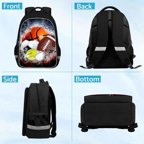 School Backpack For Boys - 4pcs Soccer s Boys Backpack With Lunch Box And Pencil Case For Kids Children Teens Elementary Middle School - Boys Backpacks Ages 6-18，17″ Sports Bookbag Travel Back Pack in Kuwait