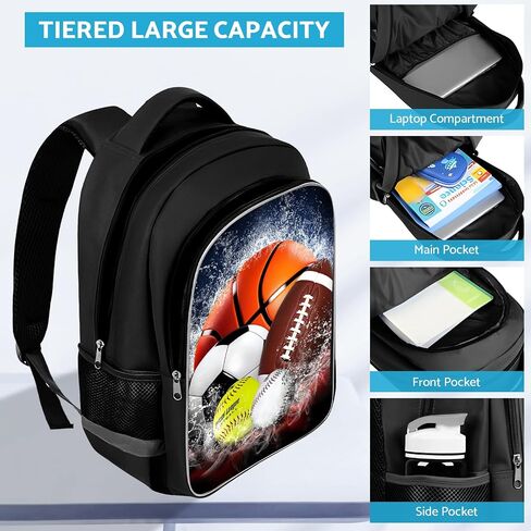 School Backpack For Boys - 4pcs Soccer s Boys Backpack With Lunch Box And Pencil Case For Kids Children Teens Elementary Middle School - Boys Backpacks Ages 6-18，17″ Sports Bookbag Travel Back Pack in Kuwait
