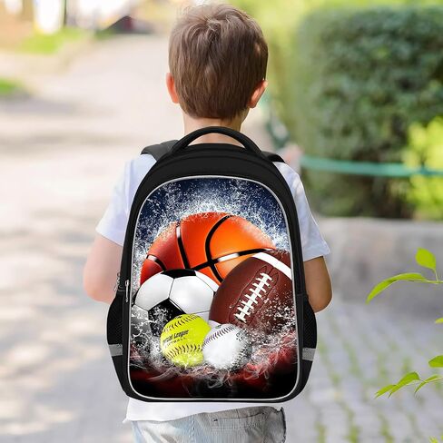 School Backpack For Boys - 4pcs Soccer s Boys Backpack With Lunch Box And Pencil Case For Kids Children Teens Elementary Middle School - Boys Backpacks Ages 6-18，17″ Sports Bookbag Travel Back Pack in Kuwait