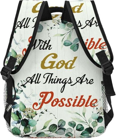 Bible Backpack Sage Green Floral Backpack Christian Gifts Back to School Bag with God All Things are Possible Bookbag for Women Kids Girls Boys Teens in Saudi Arabia