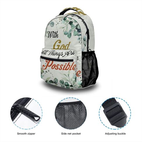 Bible Backpack Sage Green Floral Backpack Christian Gifts Back to School Bag with God All Things are Possible Bookbag for Women Kids Girls Boys Teens in Saudi Arabia