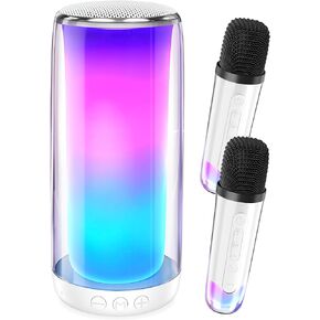 Karaoke Machine for Adult Kids, Portable Bluetooth Karaoke Speaker with 2 Wireless Microphones, Singing Karaoke Player for Birthday Gift Party Family Home Supports TWS/Bluetooth/TF/AUX/USB in Kuwait